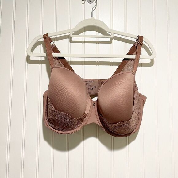 Third Love Lace Detail T Shirt Bra Brown Underwire Size 38F - Picture 1 of 5